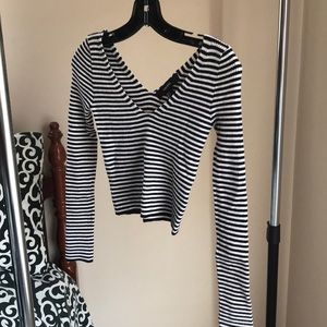 Stripped Long Sleeve Crop Top (Never Worn)